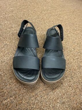 Women's Black Platform croc Strap Sandals